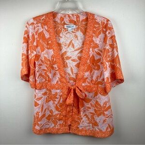Coldwater Creek woven Top in Orange and White Floral size small